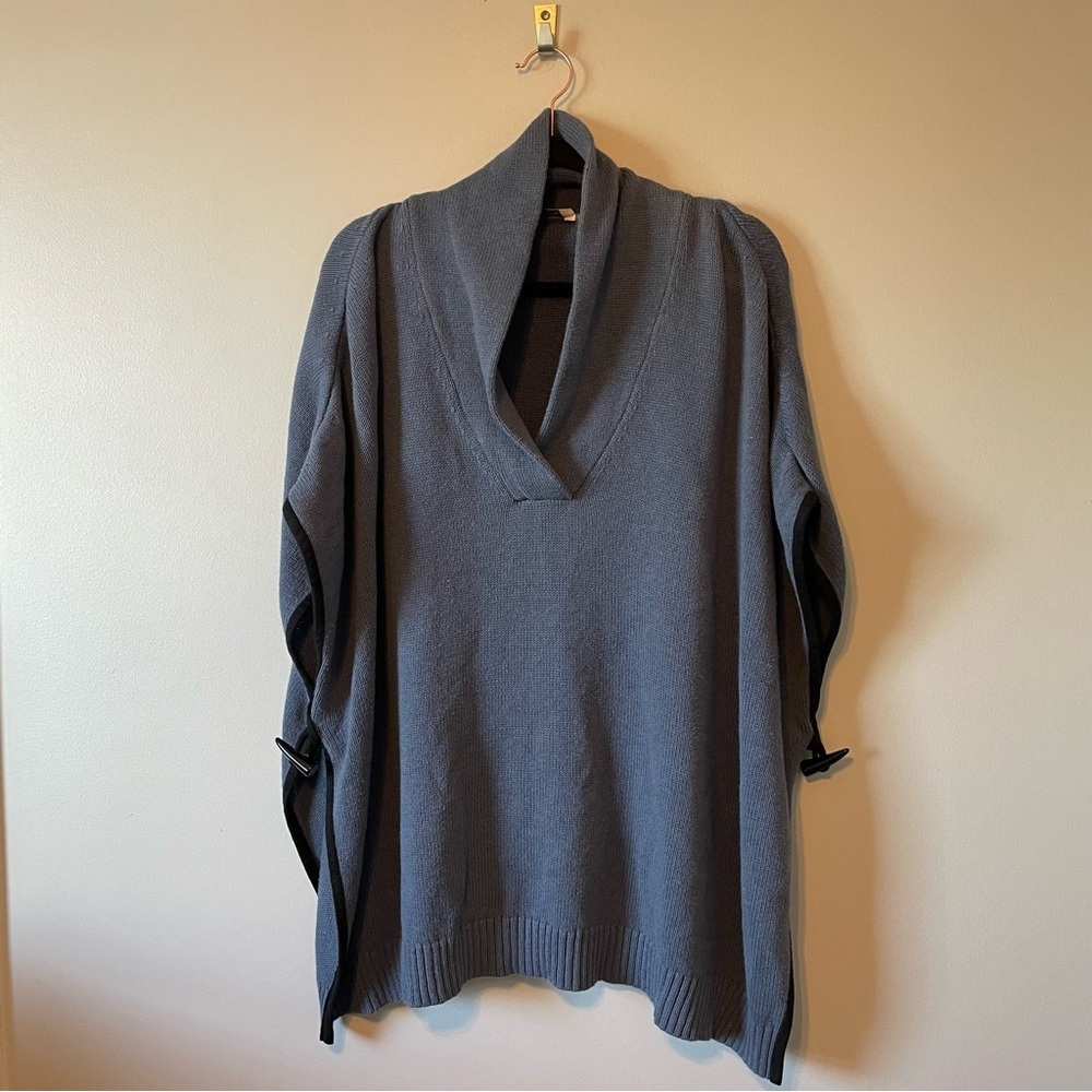 Soft Surroundings Cashmere Cotton blend slate blue Sweater Poncho S/M